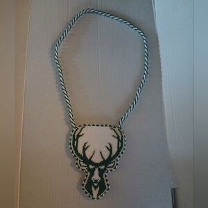 Handmade Milwaukee Buck's White Cream and Green Beaded Pendant